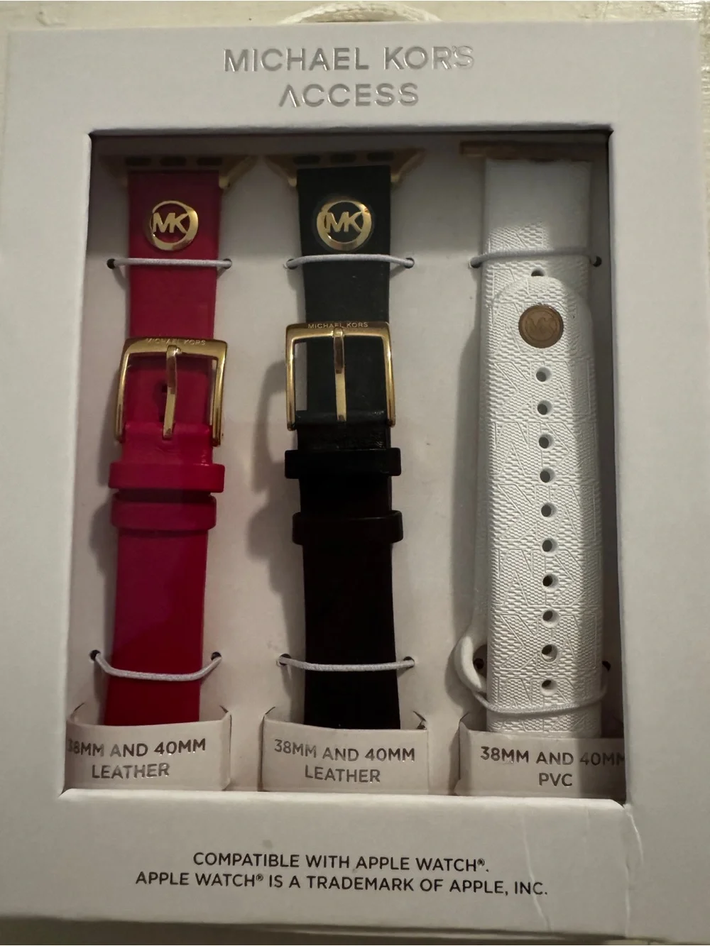 New Michael Kors Women’s Interchangeable Watch Strap Set - Pink,Black&WhiteApple